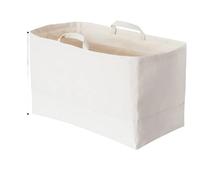 Lot de 2 paniers rangement pliables en coton et lin for vêtements, portables blancs Pour les chambres(26x52x32cm)