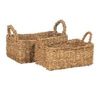 AltoBuy Mareli - Lot de 2 paniers rectangulaires en jonc de mer avec poignées