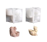 Lot de 2 paniers réutilisables en silicone souple en forme d'animal pour projets de plâtre en résine et écureuil