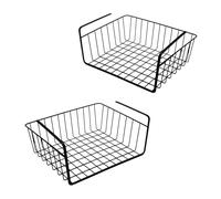 Lot de 2 paniers suspendus en métal noir - 32 x 27 cm - Panier de rangement à suspendre aux étagères - Panier métallique - Panier pour étagère, armoire, cuisine, bureau