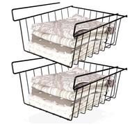 Lot de 2 Paniers suspendus en métal VILDE - Rangement sous étagère - 27,5x25x14 cm - Noir