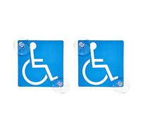 Lot de 2 - Panneau de handicap avec ventouse 12 x 12 cm, durable et imperméable, facile à installer et à retirer pour voiture, bus et camion