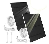 Lot de 2 Panneau Solaire 5W Compatible Avec caméra Ring Spotlight Cam Plus/Pro et Stick Up Cam-Akku, 5V Chargeur Solaire avec Adaptateur USB-C, Câble 3m, IP65 Étanche, Support réglable à 360°