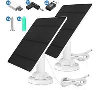 Lot de 2 Panneau Solaire 5W pour Caméra de Sécurité, Panneaux Solaires pour Caméra WYZE Battery Cam Pro, caméra Eufy et caméra Arlo Essential Spotlight/XL Spotlight, avec port Micro USB, DC, Type-C,