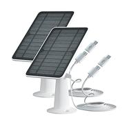 Lot de 2 Panneau Solaire de 5W pour Caméra Surveillance Exterieure Sans Fil, Mini Panneau Solaire pour Caméra Eufy, avec Ports Micro USB et USB-C, Étanche IP65, Câble de Charge de 3m