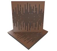 Lot de 2 panneaux acoustiques absorbants et diffusants | 50x50x5 cm | Absorption - Diffusion - Réflexion - Correction acoustique | Bois perforé laminé : [x2 WAVE | Noix]
