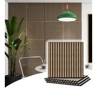 Lot de 2 Panneaux Acoustiques Muraux Bois 60x60x2,2cm - Finition Noyer - Fond Noir