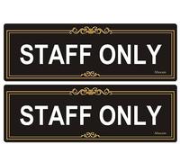 Lot de 2 panneaux autocollants « Staff Only » - 22 x 7 cm - Design moderne - Panneau de porte pour zone réservée aux employés - Dos adhésif - Imperméable - En vinyle épais de qualité supérieure - Pour