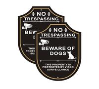Lot de 2 panneaux Beware of Dog pour clôture, 24,4 x 19,6 cm, No Trespassing This Property is Protected by Video Surveillance Sign, en aluminium antirouille et résistant à la décoloration, montage