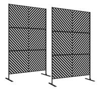 Lot de 2 panneaux brise vue - Outsunny - à motif géométrique ajouré - acier - 122x45x198cm - noir
