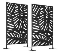 Outsunny Lot de 2 Panneaux Brise Vue Décoratif Extérieur à Motif Végétal en Acier - 122 x 45 x 198 cm, Noir