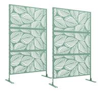 Lot de 2 panneaux brise vue - Outsunny - à motif végétal - acier - 122x45x198cm - Vert