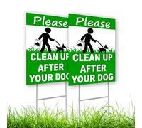 Lot de 2 panneaux « Clean Up After Your Dog » - Double face - 20,3 x 30,5 cm - Panneau « No Dog Poop » pour cour - Panneau « Curb Your Dog » - Panneau « Pick Up After Your Dog » - Panneau « No Dog