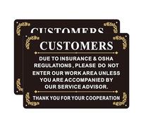 Lot de 2 panneaux « Customers Due to Insurance & OSHA Regulations Do Not Enter Our Work Area », « Unless Accompanied by Service Advisor Alert Caution » - 25,4 x 35,6 cm - Panneau en aluminium