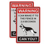 Lot de 2 panneaux d'avertissement « Beware Of Dogs Warning I Can Make It to The Fence in 2.8 Sec. German Shepherd » en métal 30,5 x 20,3 cm avec inscription « Dog On Premises » - Panneaux d'avertissement pour chien - Rouille en aluminium réfléchissant - Facile à installer - Pour l'extérieur