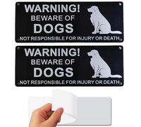 Lot de 2 panneaux d'avertissement pré-percés en aluminium avec inscription « Beware of the Dog » - Design rétro - Pour clôtures, portails, arbres - 9,9 x 25,9 cm