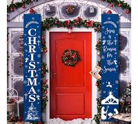 Lot de 2 panneaux de crèche de Noël avec inscription « Jesus Is The Reason for The Season » - Bannière religieuse de porte sacrée - Décorations de Noël à suspendre pour la maison, l'extérieur et