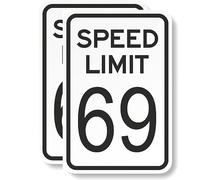 Lot de 2 panneaux de limitation de vitesse de 69 km/h - 30,5 x 45,7 cm - Panneaux de signalisation en métal réfléchissant de qualité ingénieur pour quartiers, allées, cour et école