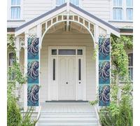 Lot de 2 panneaux de porche « Welcome Summer » - Drapeau saisonnier à suspendre - Motif pieuvre - Bannières murales - Bannière de porte - Toile de fond murale