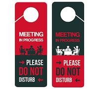 Lot de 2 panneaux de porte avec inscription « Meeting in Progress Do Not Disturb » - Double face - Idéal pour les bureaux, les sessions et réunions en ligne, les cours en ligne, les bureaux à domicile