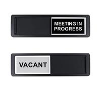 Lot de 2 panneaux de porte coulissante « Vacant/Meeting in Progress » de 17,8 x 5,1 cm pour conférence de bureau, indique si la pièce est vacante ou lors d'une réunion