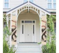 Lot de 2 panneaux de porte de porche de bienvenue d'été - Drapeau saisonnier à suspendre - Battes de baseball dessinées à la main et balle - Bannières murales de porche - Bannière de porte à ressort