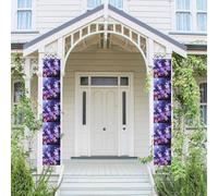 Lot de 2 panneaux de porte de porche de bienvenue d'été - Drapeau saisonnier à suspendre - Papillon violet - Bannières murales de porche - Bannière de porte - Toile de fond murale