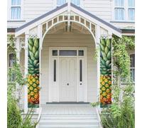 Lot de 2 panneaux de porte de porche « Welcome Summer » - Drapeau saisonnier à suspendre - Ananas tropical - Bannières murales - Bannière de porte - Toile de fond murale
