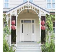 Lot de 2 panneaux de porte de porche « Welcome Summer » - Drapeaux saisonniers à suspendre - Bannières murales de porche - Bannière de porte - Toile de fond murale