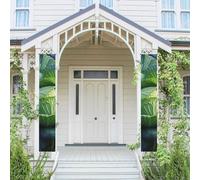 Lot de 2 panneaux de porte « Welcome Summer » - Drapeau saisonnier à suspendre - Chou lumineux - Bannières murales - Bannière de porte - Toile de fond murale