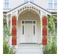 Lot de 2 panneaux de porte « Welcome Summer » - Drapeau saisonnier à suspendre - Couronne rouge - Bannières murales de porche - Bannière de porte - Toile de fond murale