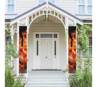 Lot de 2 panneaux de porte « Welcome Summer » - Drapeau saisonnier à suspendre - Flamme de feu - Bannières murales de porche - Bannière de porte - Toile de fond murale