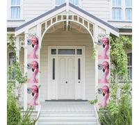 Lot de 2 panneaux de porte « Welcome Summer » - Drapeau saisonnier à suspendre - Lunettes - Flamant rose - Bannières murales - Bannière de porte - Toile de fond murale