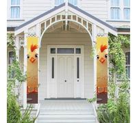 Lot de 2 panneaux de porte « Welcome Summer » - Drapeau saisonnier à suspendre - Motif poule - Bannières murales - Bannière de porte - Toile de fond murale