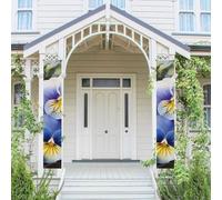 Lot de 2 panneaux de porte « Welcome Summer » - Drapeau saisonnier à suspendre - Pensée parfaite - Bannières murales de porche - Bannière de porte - Toile de fond murale