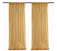 Lot de 2 Panneaux de Rideaux à Paillettes dorées, 60 x 240 cm, pour fête de Mariage
