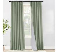 Lot de 2 panneaux de rideaux occultants vert sauge de 213 cm de long pour chambre à coucher, esthétique, bohème, grisâtre vert clair, fenêtre pour salon, chambre d'enfant et de garçon, languette