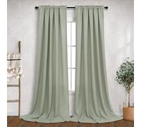 Lot de 2 Panneaux de Rideaux Semi-Transparents en Lin avec Passe-Tringle filtrant la lumière, écoénergétique, pour Portes de terrasse, 2,7 m de Haut, Vert Sauge de 274,3 cm de Long