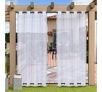 Lot de 2 panneaux de rideaux semi-transparents imperméables d'aspect lin pour tonnelle avec œillets en haut et en bas, parfaits pour pergola, balcon, piscine, intérieur/extérieur, 132,1 x 243,8 cm,