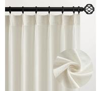 Lot de 2 Panneaux de Rideaux Semi-Transparents plissés en Lin Naturel mélangé filtrant la lumière pour Salon, Chambre à Coucher, 243,8 cm de Long - Rideaux plissés avec Crochets - 101,6 x 243,8 cm (l
