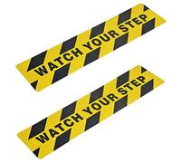 Lot de 2 Panneaux de sécurité Bandes Adhésives Antidérapantes Avec Inscription Watch Your Step - 15 x 60 cm