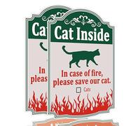 Lot de 2 panneaux de sécurité « Cat Inside - in Case of Fire Please Save Our Cat », panneaux de sécurité d'urgence pour animaux domestiques, 30,5 x 20,3 cm en aluminium robuste, résistant aux