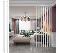 Lot de 2 panneaux de séparation de pièce blancs de 1,8 m, 2,1 m, 2,4 m de haut, panneaux de séparation à lattes en bois pour séparation du sol au plafond, décoration d'entrée moderne
