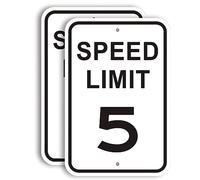 Lot de 2 panneaux de signalisation de limitation de vitesse de 5 km/h - 30,5 x 45,7 cm - Panneaux de signalisation en métal réfléchissant de qualité ingénieur pour quartiers, allées, cour et école