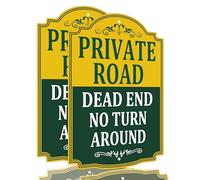 Lot de 2 panneaux de signalisation Private Road-Dead End No Turn Around - 30,5 x 45,7 cm - En aluminium antirouille - Résistants aux intempéries, aux UV - Facile à installer