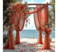 Lot de 2 Panneaux de Tissu drapé pour Arche de Mariage, 71,1 cm x 5,8 m, Terre Cuite, Voilage de Fond Transparent pour cérémonie de Mariage, décoration de Plafond