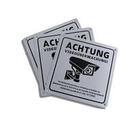 Lot de 2 panneaux de vidéosurveillance avec avertissement DSGVO - 15 x 15 cm - En aluminium - Avec autocollant - Zone de sécurité - Pour intérieur et extérieur