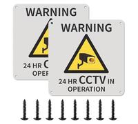 Lot de 2 panneaux de vidéosurveillance en aluminium pour l'extérieur, 24 heures CCTV in Operation, panneaux de vidéosurveillance, autocollants ou vis, étanches, pour maison, magasin, bureau, entrepôt