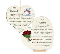 Lot de 2 panneaux décoratifs en bois à suspendre pour mari, cadeau de Noël, plaques en forme de cœur en bois, pour mari, Saint-Valentin, pour partenaire, remerciement, anniversaire de mariage