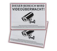 Lot de 2 panneaux « Dieser Bereich wird videoüberwacht » - En aluminium - 20 x 15 cm - Panneau de vidéosurveillance pour terrain privé - Autocollant et avec trous